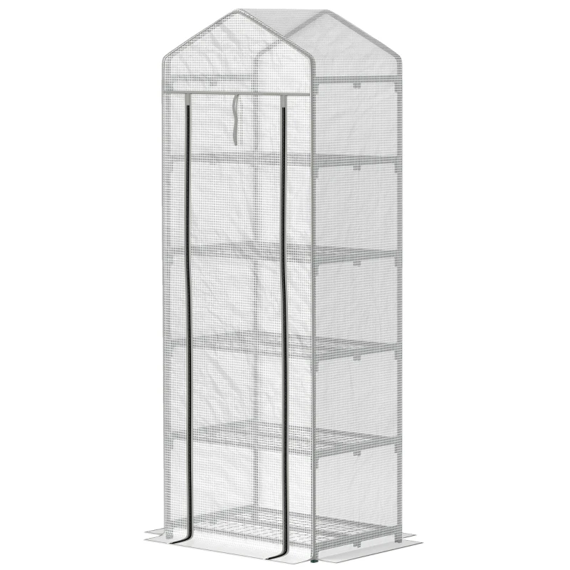 Outsunny 193cm Five Shelf Mini Greenhouse - White