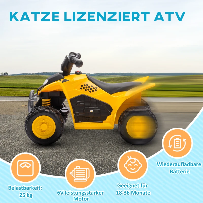 AIYAPLAY Elektro-Kinderquad, Caterpillar, 3 km/h, aufladbar, für 1,5 bis 3 Jahre, Hupe & Licht, Gelb