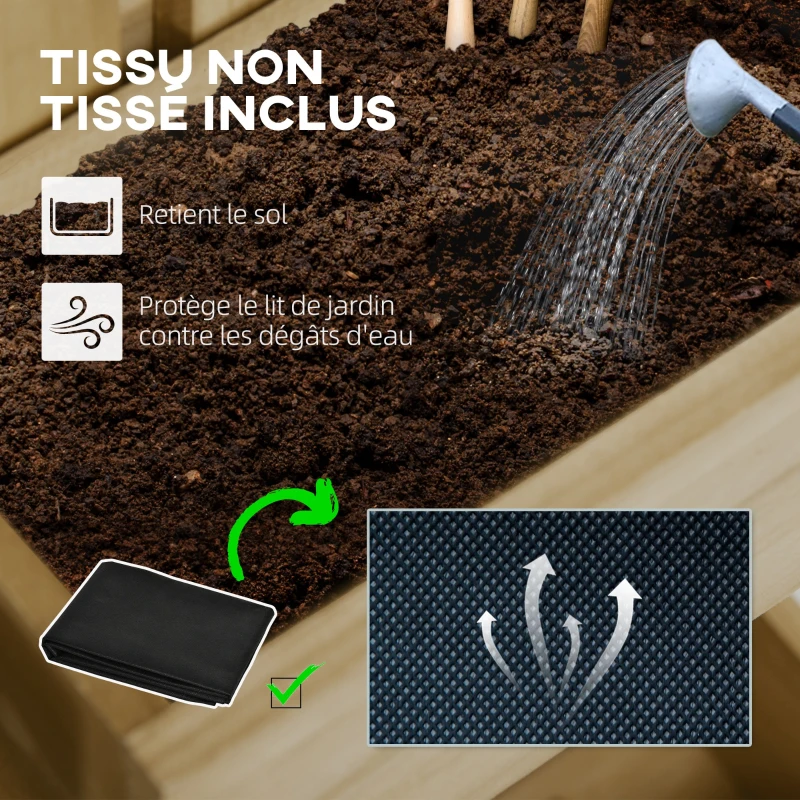 Outsunny Jardinière murale potager avec 5 bacs treillis en bois massif amovibles 60 x 16 x 100 cm(m-7)