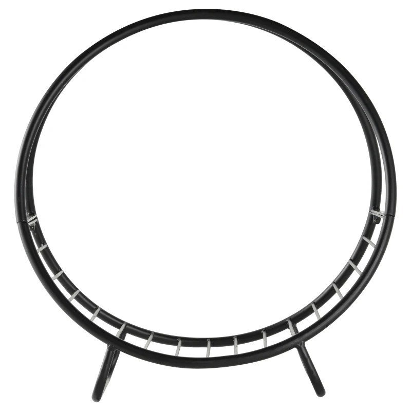 Outsunny Portalegna in Metallo per Interni ed Esterni per Camino, Porta Legna da Interno con Forma a Cesto, 45x29.5x47cm, Nero