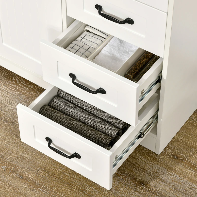 HOMCOM Sideboard Kommode Anrichte, Modernstil, 4 Schubladen, 1 Schrank, 105 cm x 40 cm x 76 cm, Weiß(m-7)
