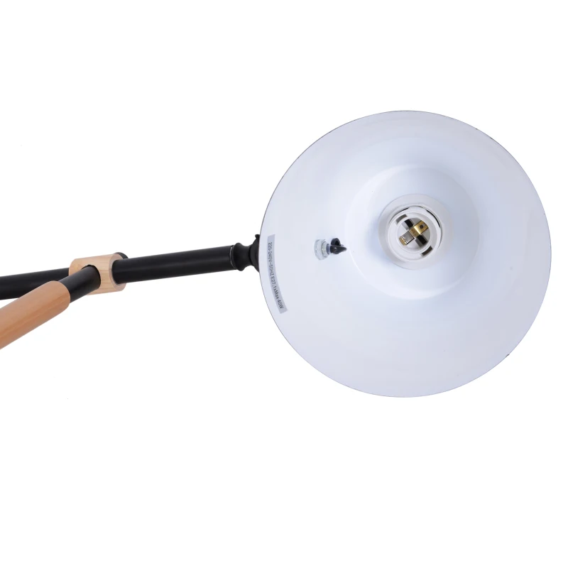 HOMCOM Lámpara de Pie Industrial Vintage para Dormitorio Estudio Salón con Luces E27 40W Pulsador de Pie Pantalla Ajustable 54x30x155cm