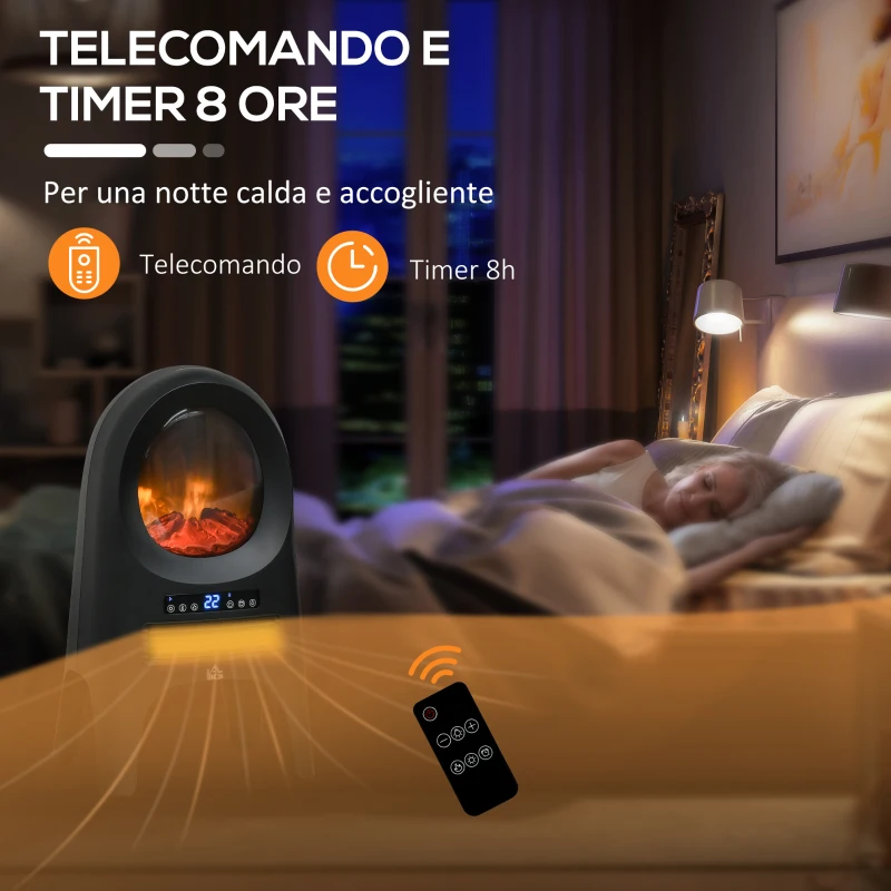 HOMCOM Termoventilatore a 3 Modalità di Riscaldamento con 3 Temperature Regolabili, 33.7x25.5x60.4 cm, Nero