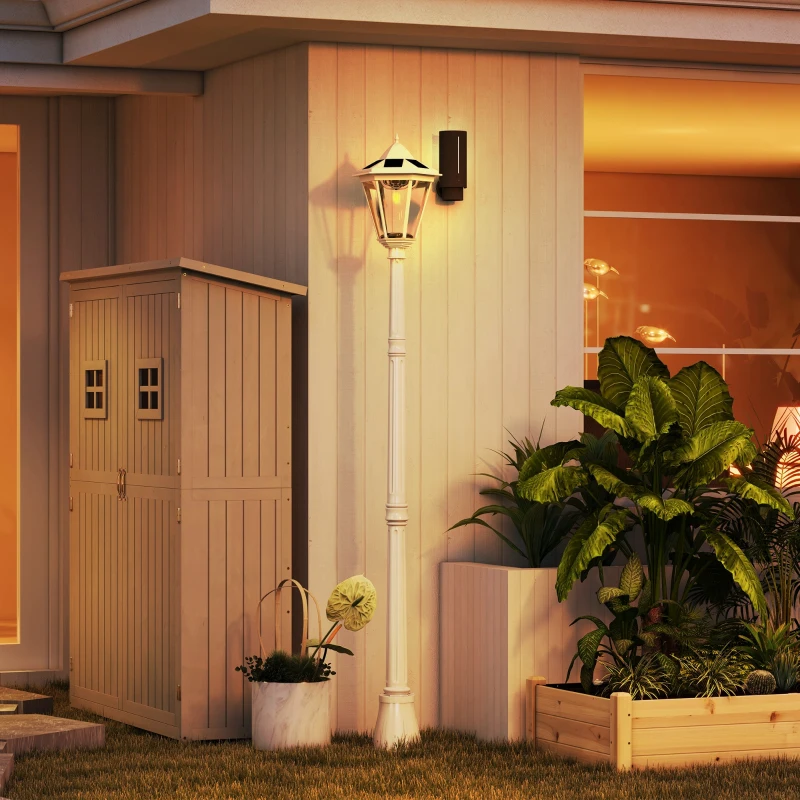 Outsunny Luminaire solaire extérieur lampe de jardin lampadaire classique LED en aluminium étanche ;uminosité réglable