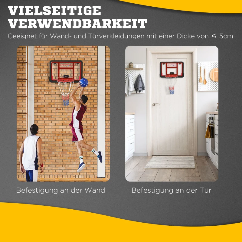 SPORTNOW Basketballkorb mit elektronischer Punkteanzeige, für Wand- und Türmontage, inkl. Basketball, Ballpumpe