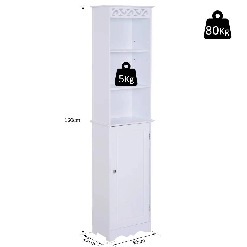HOMCOM Armario de Baño Gabinete Consola Mueble Aparador Organizador de Almacenaje Multiusos de Cocina Comedor Salón Estantes Ajustables con Puertas 40x23x60cm