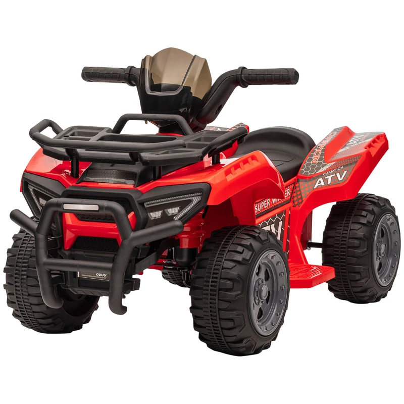 HOMCOM Kinder Quad Elektro 6V Kinderquad mit Vorwärtsfunktion, Musik, Elektro-Quad für Kinder 1,5-3 Jahre Rot