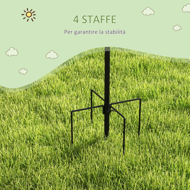 PawHut Mangiatoia per Uccelli con 6 Ganci e 4 Contenitori per Mangime in Acciaio, 58x58x226cm