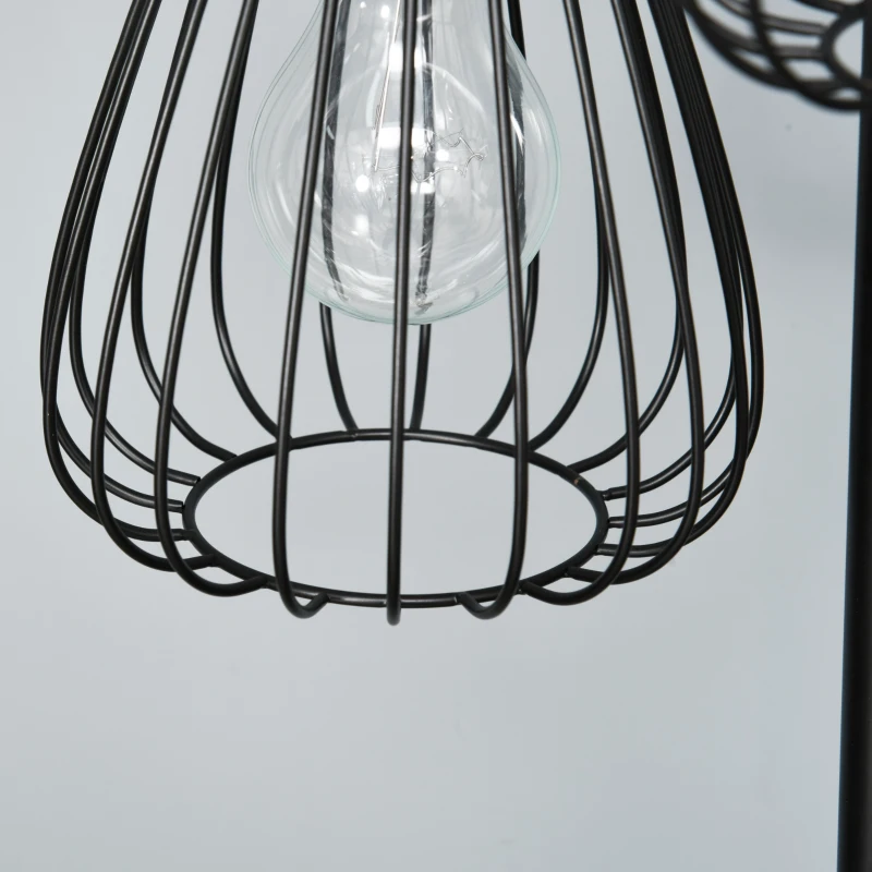 HOMCOM Lampada da Terra Vintage Industriale in Metallo Nero, Lampada a Piantana da Terra Moderna Ф35 x 170cm