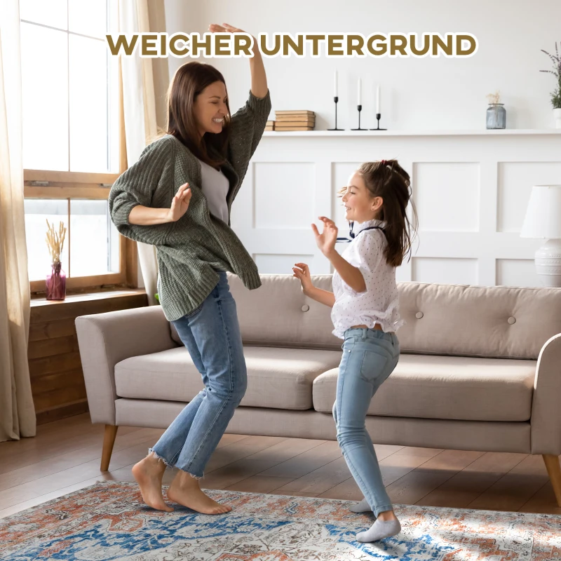 HOMCOM Teppich im Used Look, Kurzflor, weich und rutschfest, rot+blau, 2,3 x 1,6 m