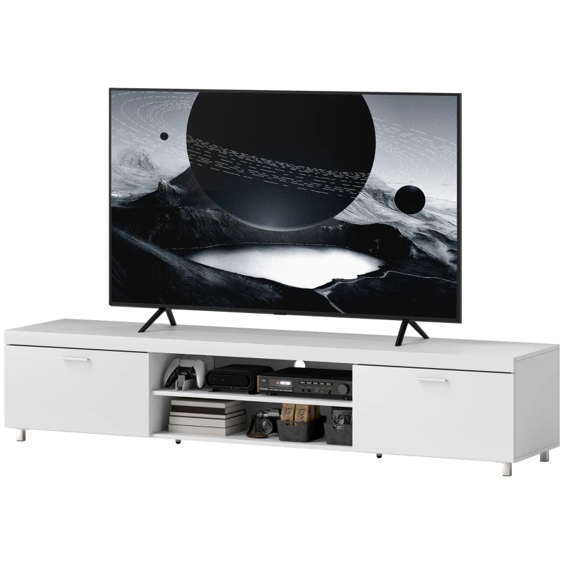 HOMCOM Modern TV unit Cabinet Entertainment Centre for TVs up to 90" w/ Cabinet Shelf for Living room Bedroom White
