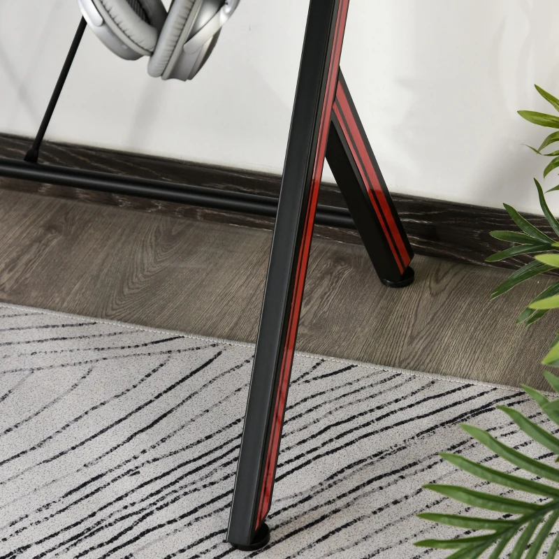 HOMCOM Bureau Gaming Table Bureau pour Ordinateur de Jeu avec Crochet et Porte-Gobelet Patins Réglables 120 x 60 x 75 cm Noir et Rouge