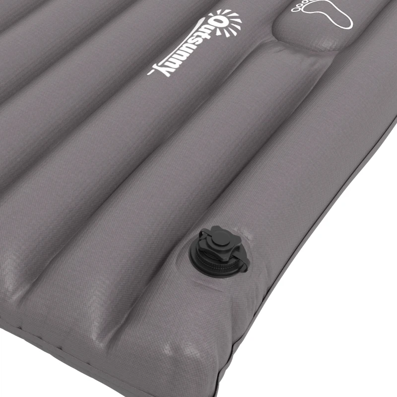 Outsunny Matelas gonflable pour camping 1 personne pliable avec sac de transport 195 x 70 x 10 cm gris