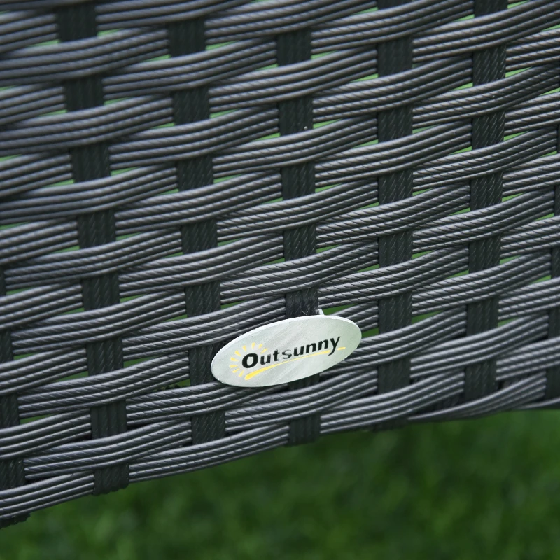 Outsunny Conjunto de Muebles para Jardín Juegos de Muebles de Ratán Incluye 1 Mesa y 2 Sillones con Cojines Estructura de Metal para Terraza Patio Negro