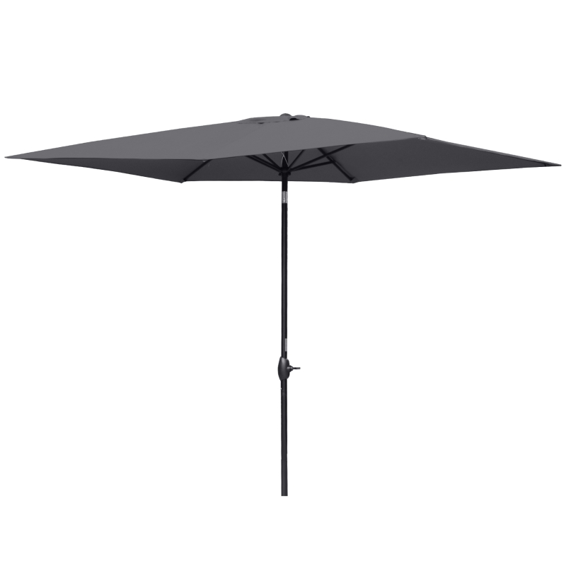 Outsunny Ombrellone Rettangolare 2x3 m da Giardino con Apertura a Manovella e Inclinazione Regolabile, Grigio