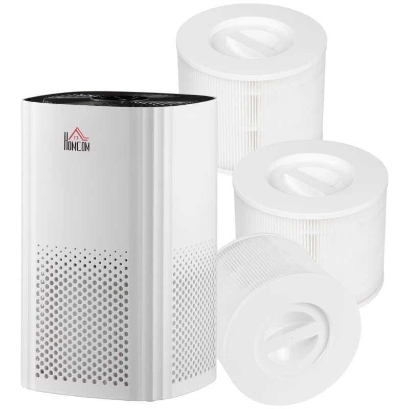 HOMCOM Purificateur d'air + Filtre pour purificateur d'air - Ioniseur, CADR 225m³/h, minuterie - filtration en 3 étapes