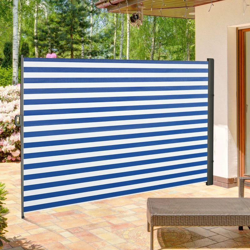Outsunny Seitenmarkise, Sichtschutz, horizontal ausziehbar, wetterfest, beidseitig bedruckt, 300 x 8,5 x 160 cm
