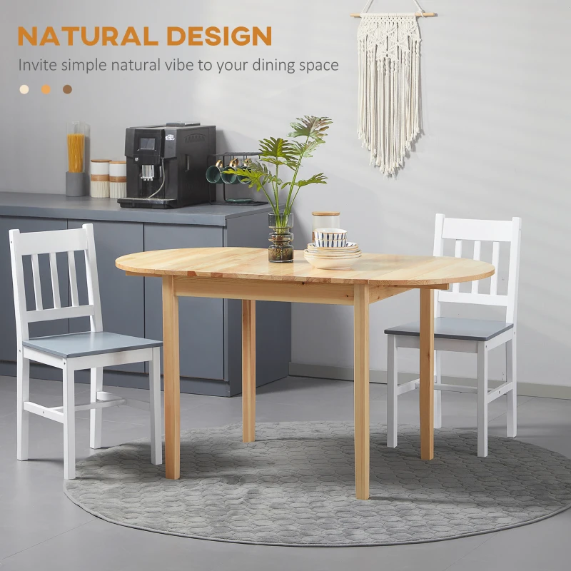 HOMCOM 4-6 Person Wooden Drop-Leaf Table - Natural Finish