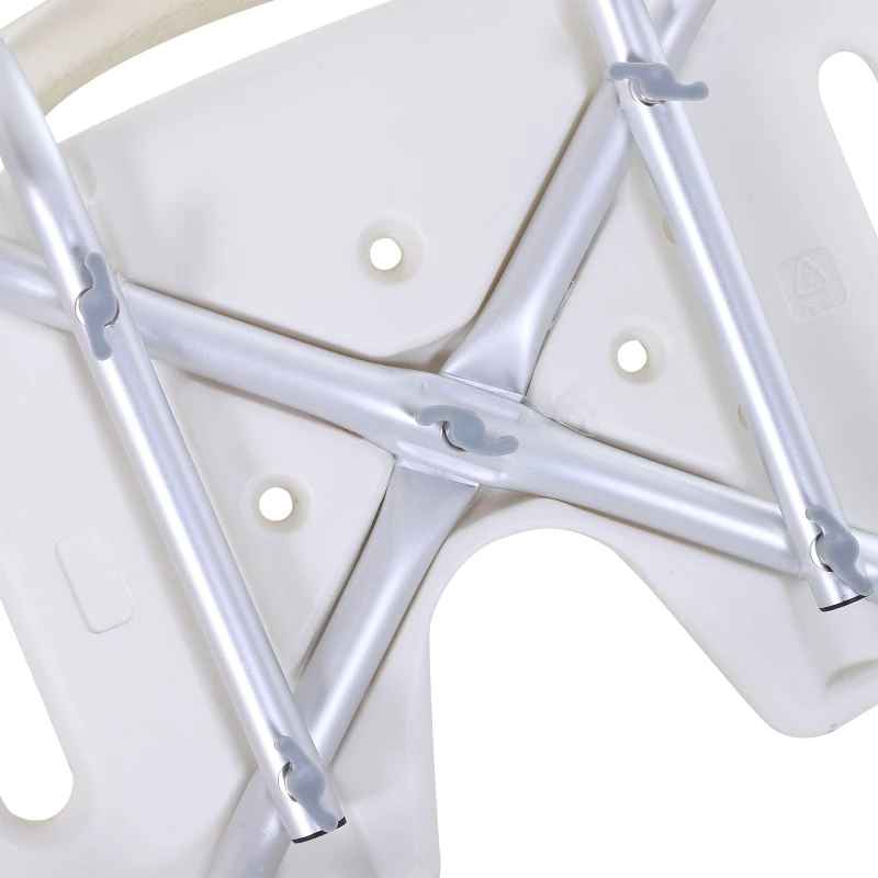 HOMCOM Taburete de Ducha Silla de Baño con Respaldo Altura Ajustable en 6 Niveles Pies Antideslizantes para Ancianos 39,5x36,5x71-83,5 cm Blanco