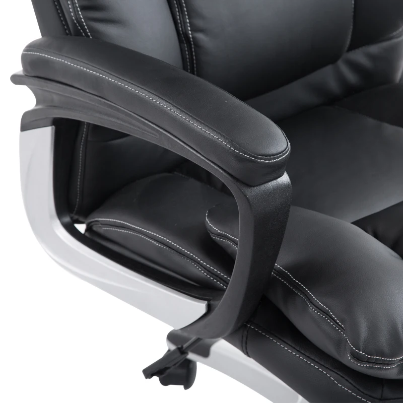 HOMCOM Silla Ejecutiva de Escritorio Silla de Despacho con Ruedas y Reposabrazos Altura Ajustable 66x71x110-120,5 cm Negro