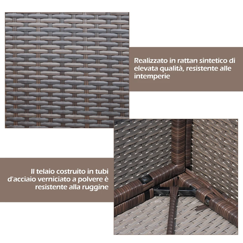 Outsunny Divano da Giardino a 2 Posti con Tavolino con Cuscini Poly Rattan 63 × 133 × 84cm Marrone