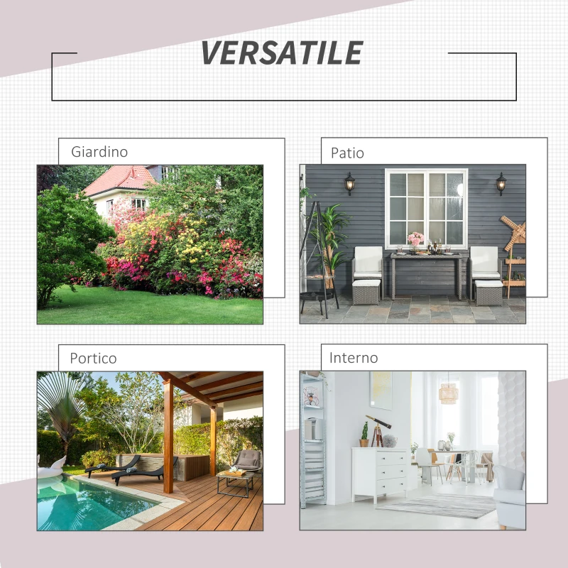 Outsunny Set 2 Pezzi Mobili da Giardino in Rattan Salvaspazio con 1 Tavolo e 2 Sedie con Cuscini, Marrone e Beige