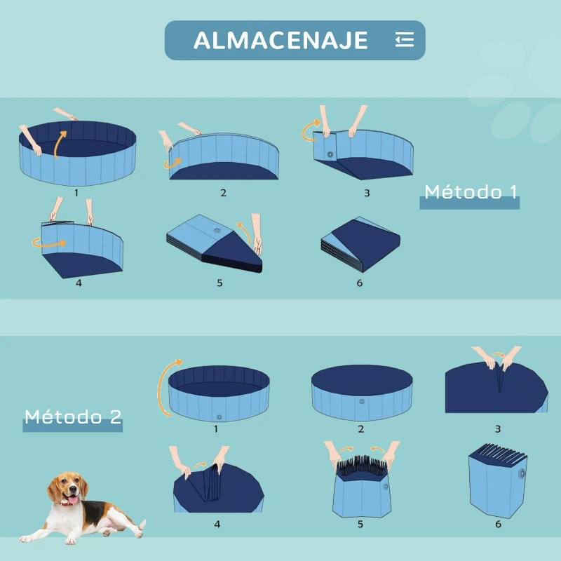 PawHut Piscina Plegable para Perros Gatos Ø80x20 cm Bañera Portátil para Mascotas PVC Antideslizante Múltiples Usos Color Azul