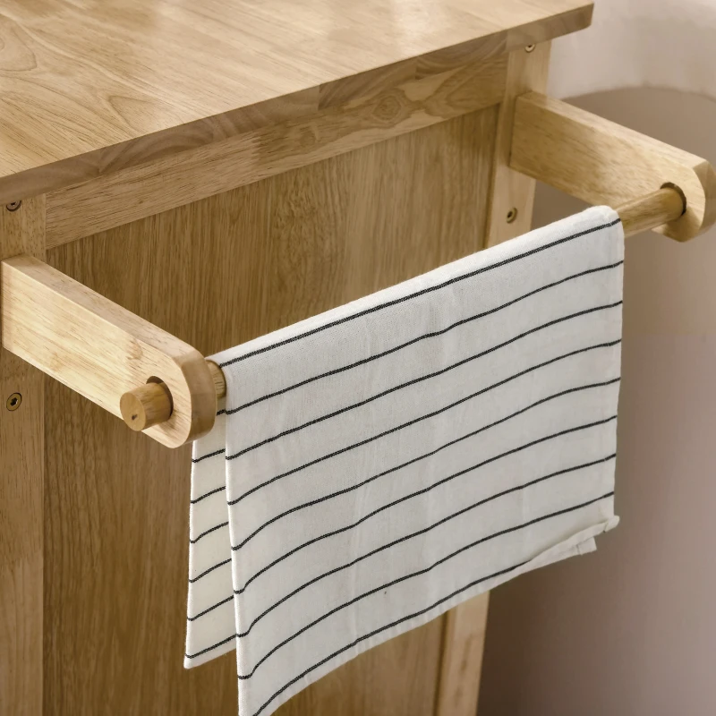 HOMCOM Desserte îlot de cuisine chariot de service aspect bois - 2 tiroirs et 3 armoires - étagères réglables - dim. 136L x 47l x 91,5H cm - coloris bois naturel