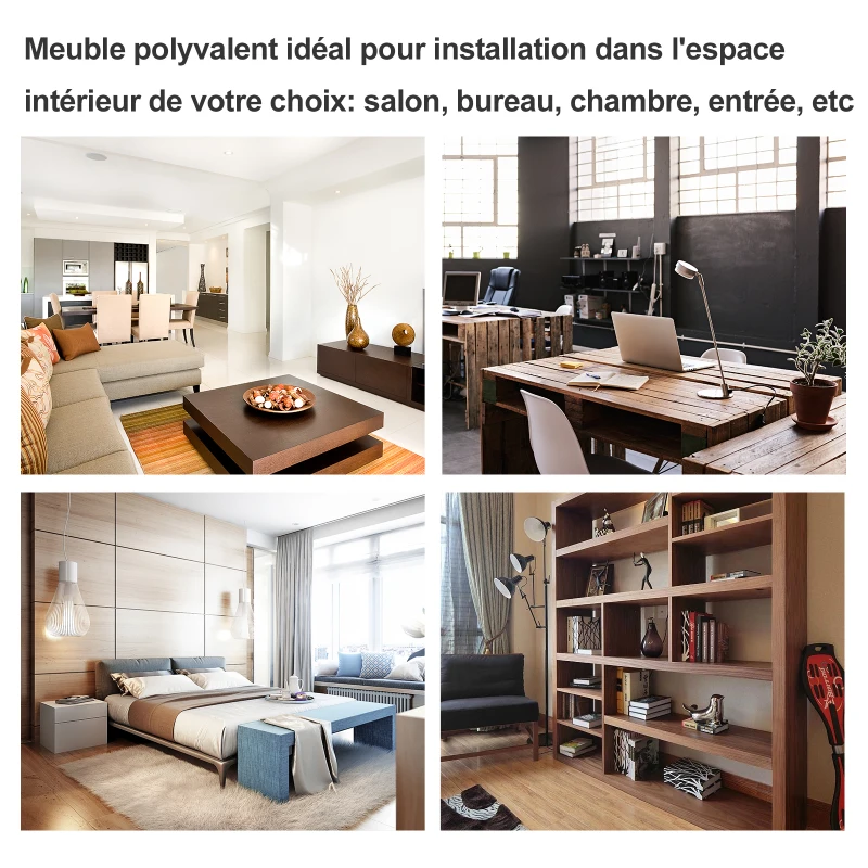 HOMCOM Meuble de rangement design scnadinave dim. 80L x 30l x 96H cm 4 niches placard 2 portes étagère tiroir coulissant bois massif panneaux particules blanc