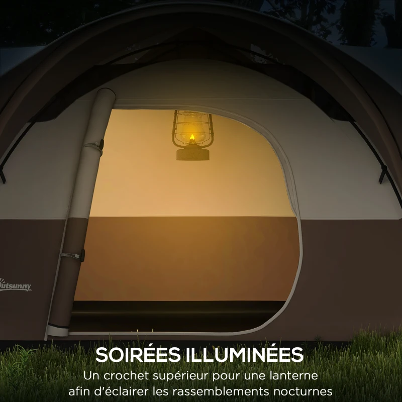 Outsunny Tente de camping familiale 5-6 personnes étanche légère ventilée avec sac de transport, dim. 550L x 300l x 198H cm