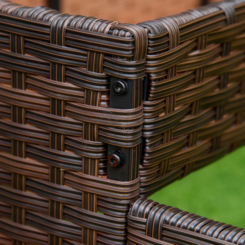 Outsunny Orto Rialzato a 3 Livelli in Rattan Sintetico senza Fondo per Piante e Verdure, 120x120x40cm, Grigio