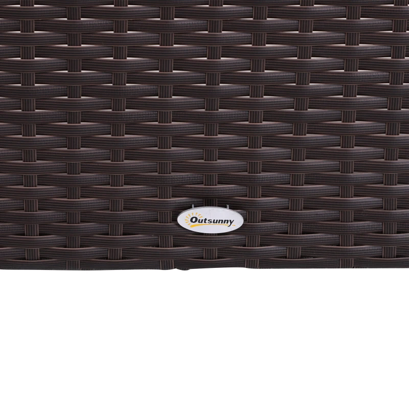 Outsunny Set Mobili da Giardino 5 Pezzi Tavolino con Piano in Vetro Temperato Rattan 3 Poltrone 1 Poggiapiedi 1 in Acciaio, Rattan