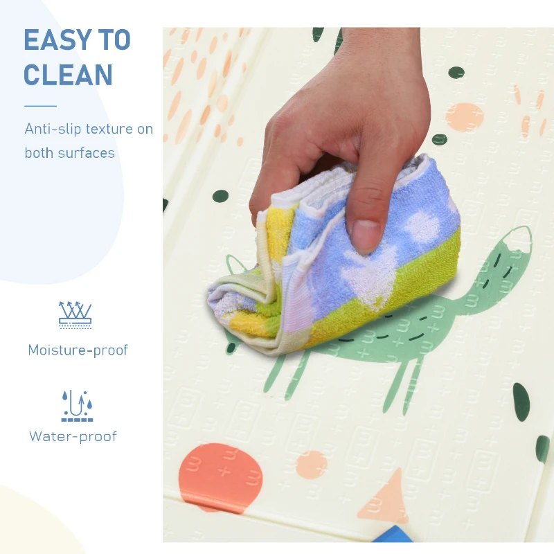 HOMCOM Foldable Baby Foam Play Mat Reversible Floor Play Crawling Mat Toddler Playmat Educational Waterproof 200 x 150cm x 1cm