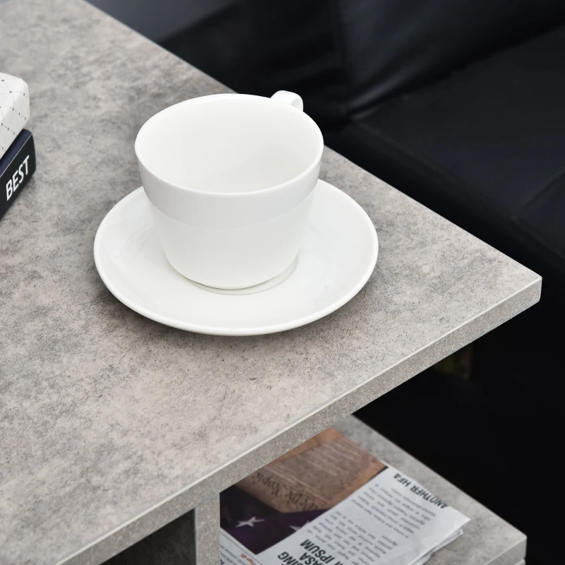 HOMCOM Tavolino da Salotto Soggiorno Moderno in Legno Effetto Cemento con 3 Ripiani 45x40x55cm Grigio