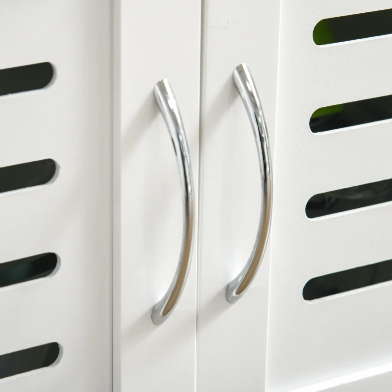 HOMCOM Carrito de Cocina con Ruedas Carro de Almacenamiento Multiuso con Encimera de Bambú Cajón Cesta Metálica y Armario de 2 Puertas de Persiana 58x37x85,5 cm Blanco