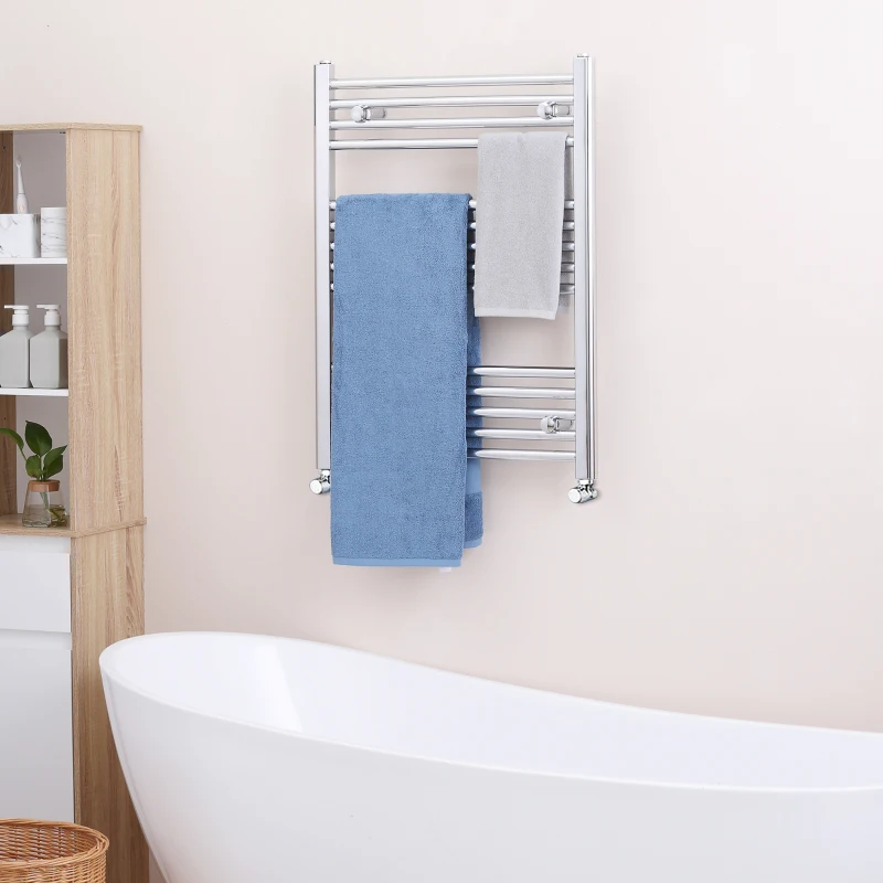 HOMCOM Handtuchheizung, Badheizkörper inkl. Montage-Bausatz, Farbe: Silber, 60 cm x 80 cm