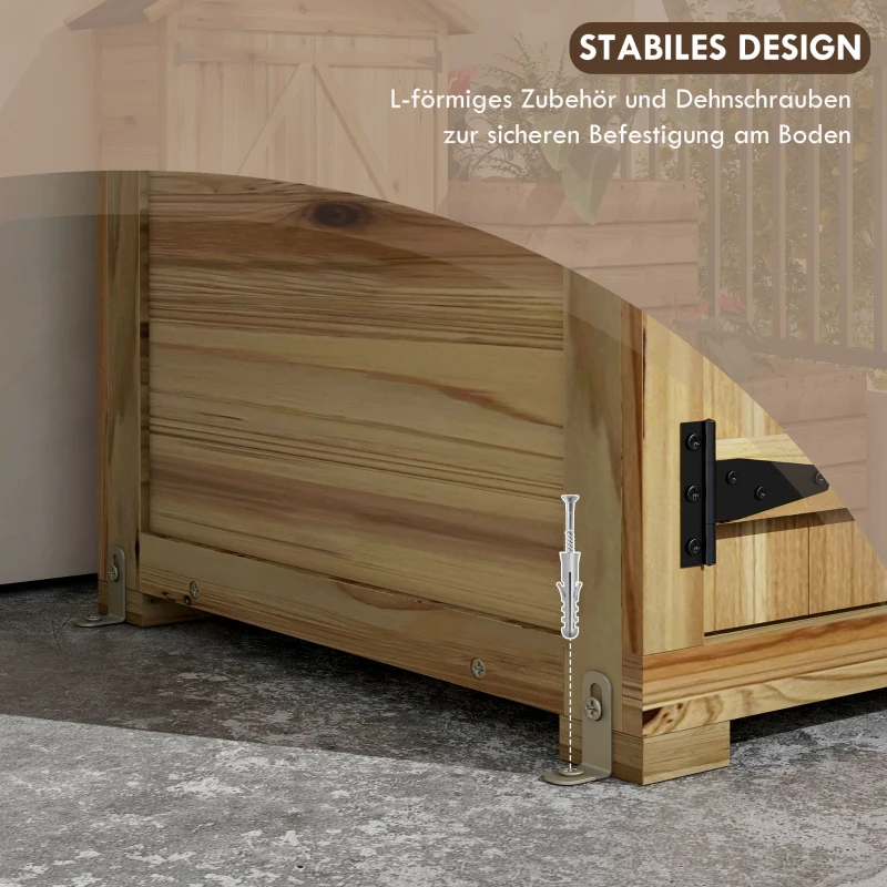 Outsunny Gartenhaus Gartenschuppen Gartenschrank, wetterbeständig, vintage Design, 102 cm x 54 cm x 177 cm, Natur