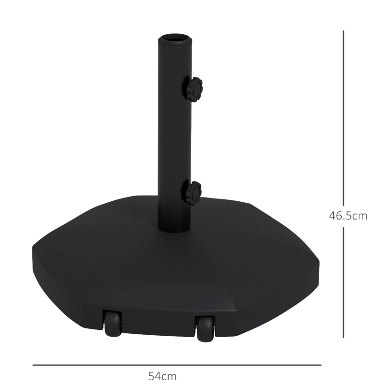 Outsunny Base per Ombrellone 25kg in Cemento e Plastica per Pali da 38-48mm, Ø54x46,5cm, Nero