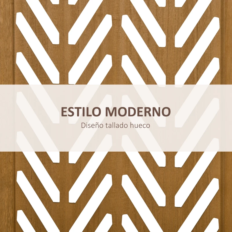 HOMCOM Separador de Ambientes Plegable de 3 Paneles 120x1,7x170 cm Biombo de Madera con Patrones Geométricos Natural