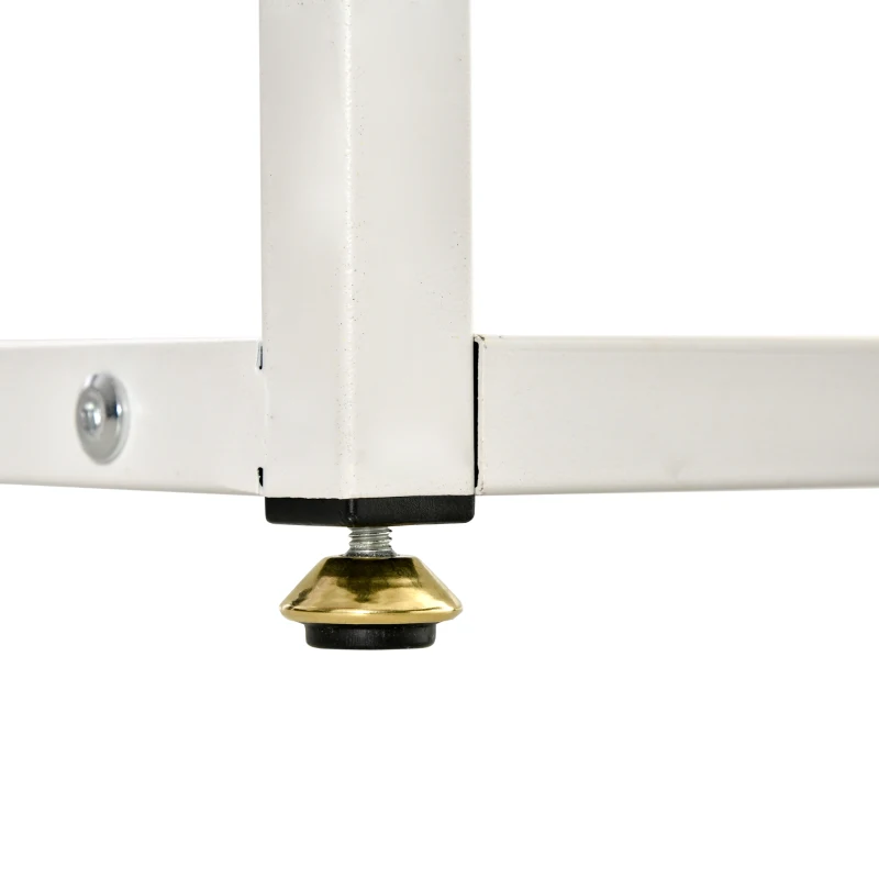 HOMCOM Mesa Consola de Entrada 108x28x85 cm Mueble Recibidor con Encimera de Cristal Estante y Rejilla Inferior Marco de Acero para Pasillo Salón Extremo del Sofá Blanco