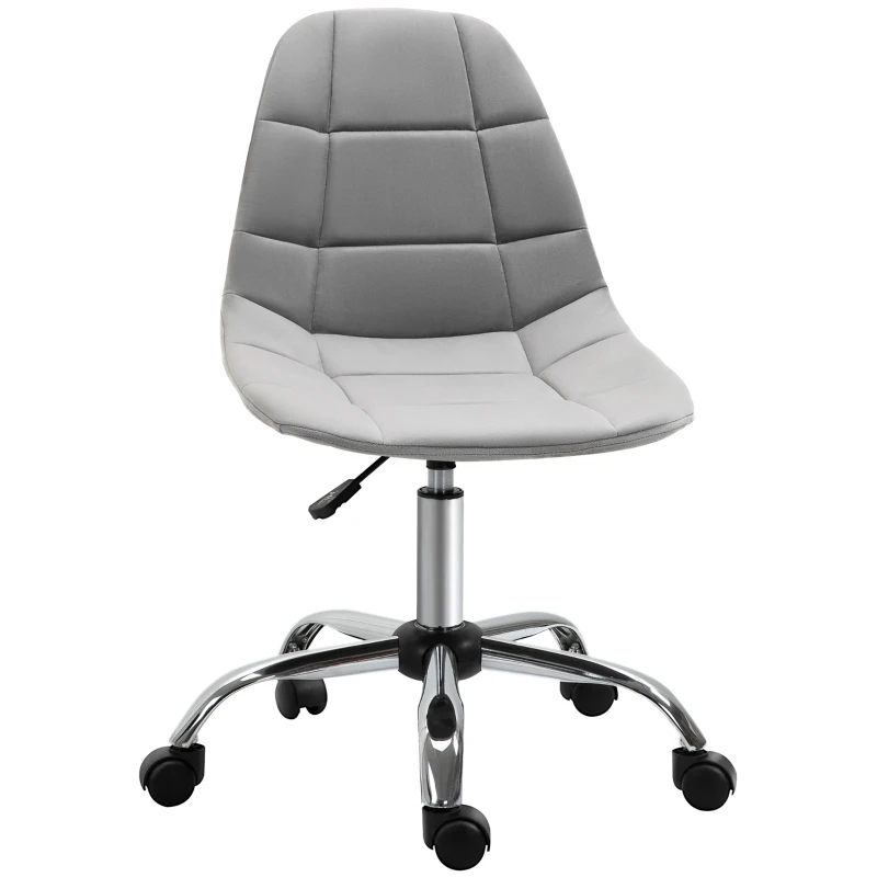 Vinsetto Ergonomic Office Chair with Adjustable Height and Wheels Velvet Executive Chair Armless for Home Study Bedroom Grey