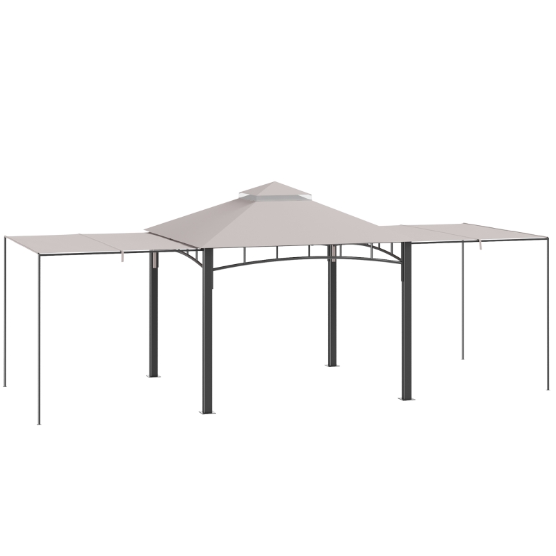 Outsunny Gazebo da Giardino 3x3 m con Tenda Parasole Laterale, Altezza 288 cm, Cachi
