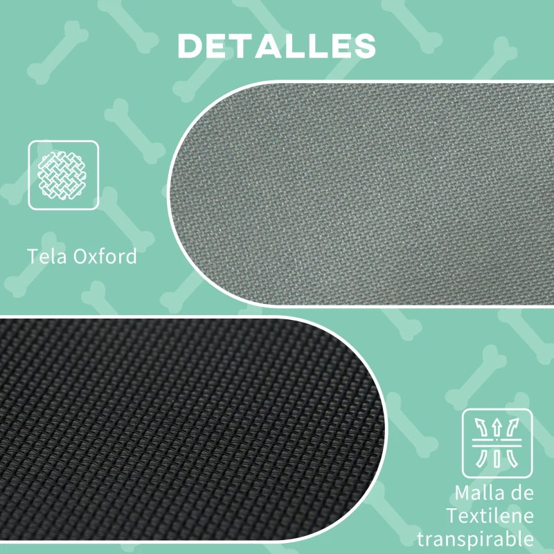 PawHut Cama Elevada para Mascotas Portátil con Toldo Extraíble Tela Transpirable al Aire Libre para Interior y Exterior 76x61x73 cm Gris