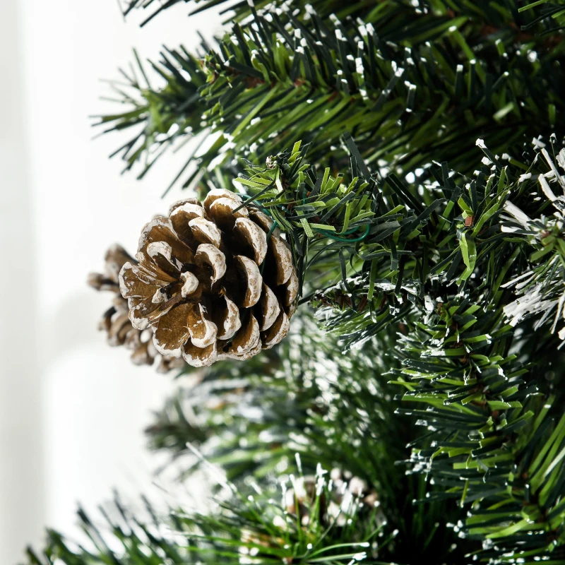 HOMCOM Albero di Natale Artificiale da 180cm con Pigne, 618 Rami e Base in Metallo, Verde