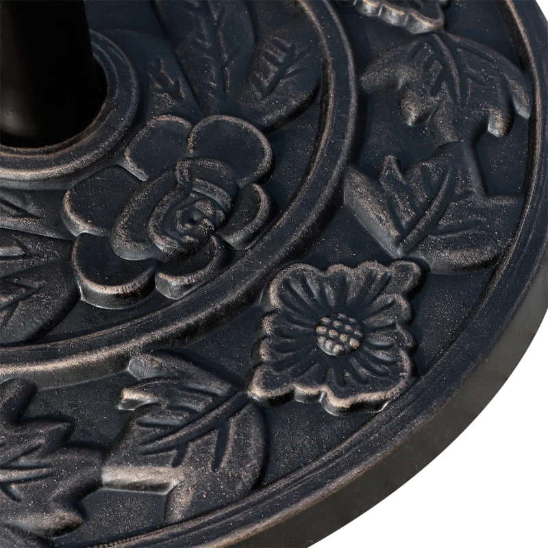Outsunny 9kg Resin Parasol Base, Half Round Umbrella Stand with Floral Design for Garden, Outdoor, Suitable Umbrella Rod: Φ3.8cm, Φ4.8cm, Bronze Tone