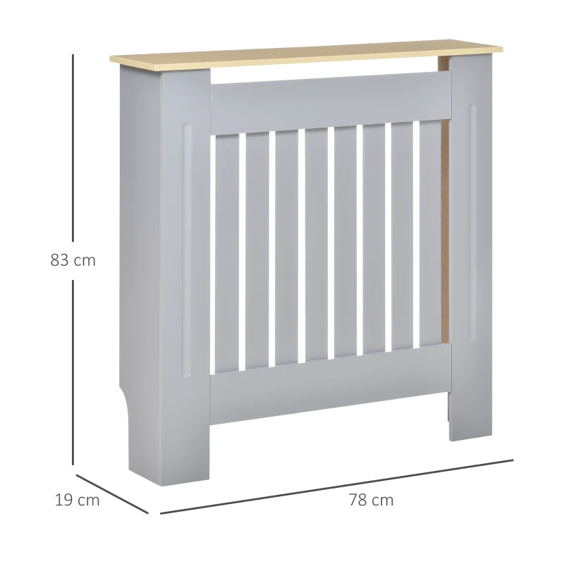 HOMCOM Mobile Copricalorifero in MDF e Legno Truciolare, Design a Doghe con Mensola Superiore, 78x19x83cm, Grigio