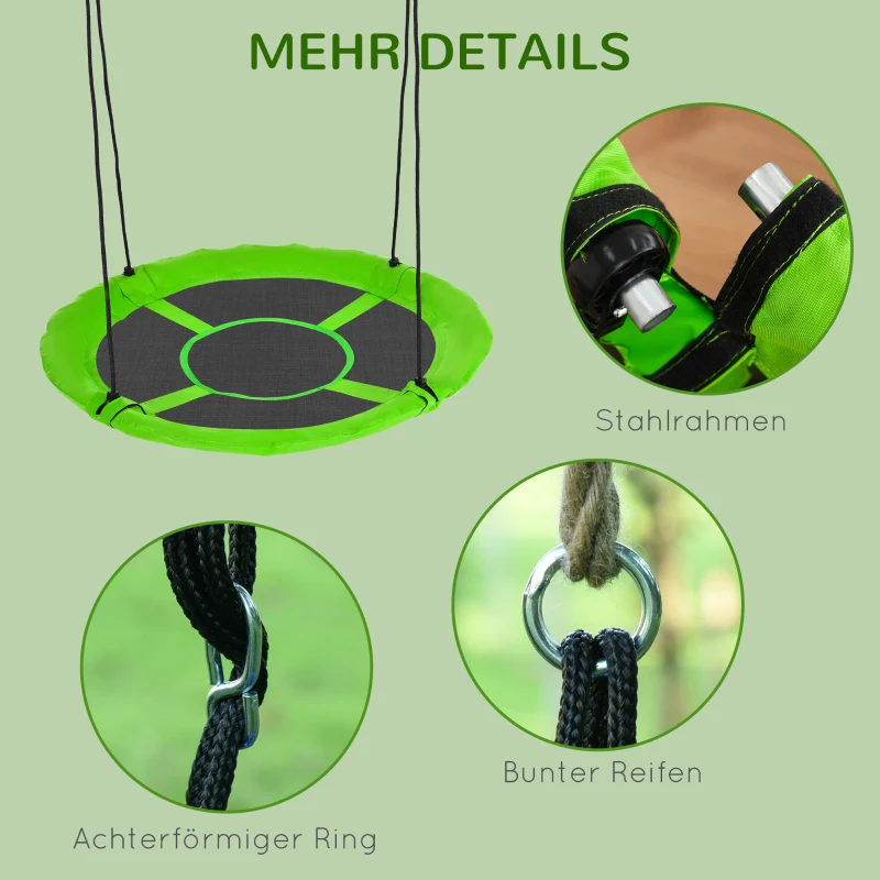Outsunny Nestschaukel, wetterfest, bis 100 kg, längenverstellbare Seile, Φ110 cm, Grün