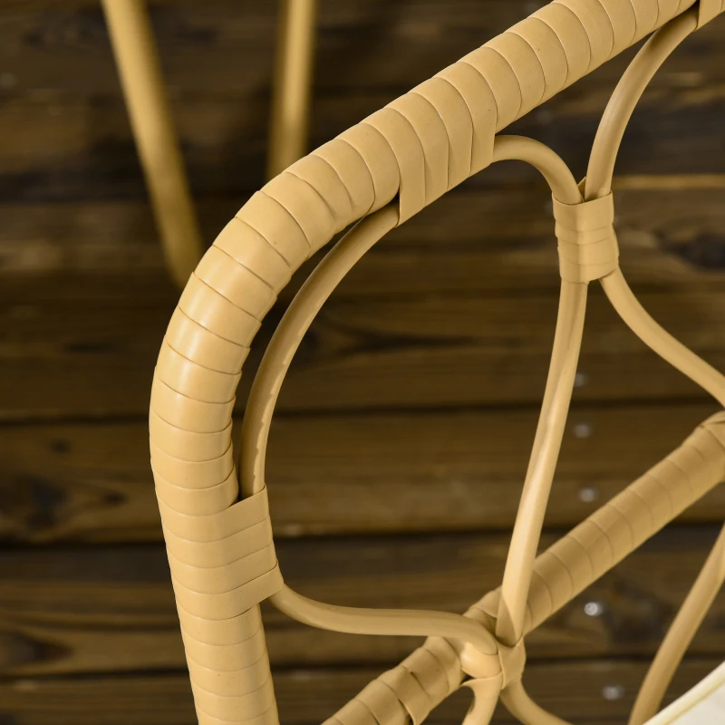 Outsunny Ensemble salon de jardin canapé 2 places + 2 fauteuils + 1 table basse plateau verre trempé 7 coussins écru