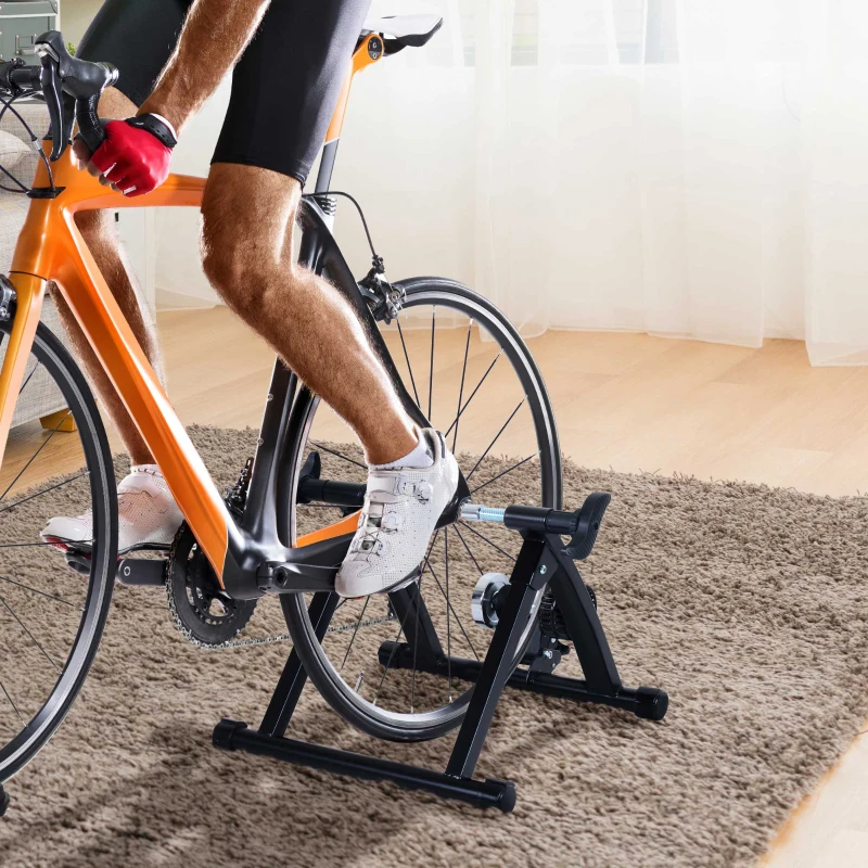 HOMCOM Rollentrainer Fahrrad Rennrad Heimtrainer Trainer faltbar Magnetbremse Schwarz  54,5 x 47,2 x 39,1 cm