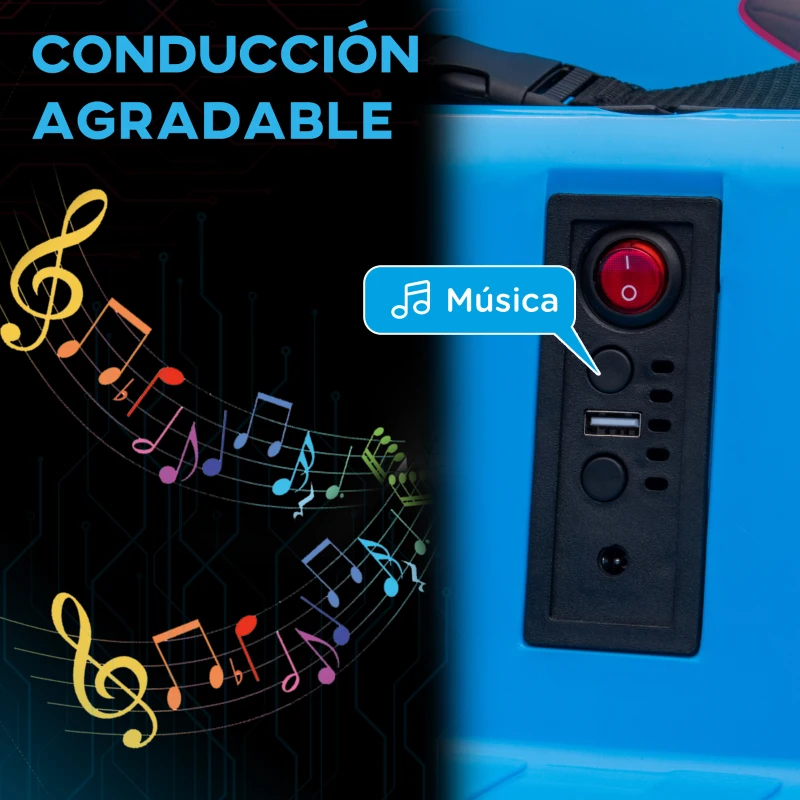 AIYAPLAY Coche de Choque con Licencia de Angry Birds Batería 12 V Mando a Distancia Joystick Rotación de 360° Luces Música Azul